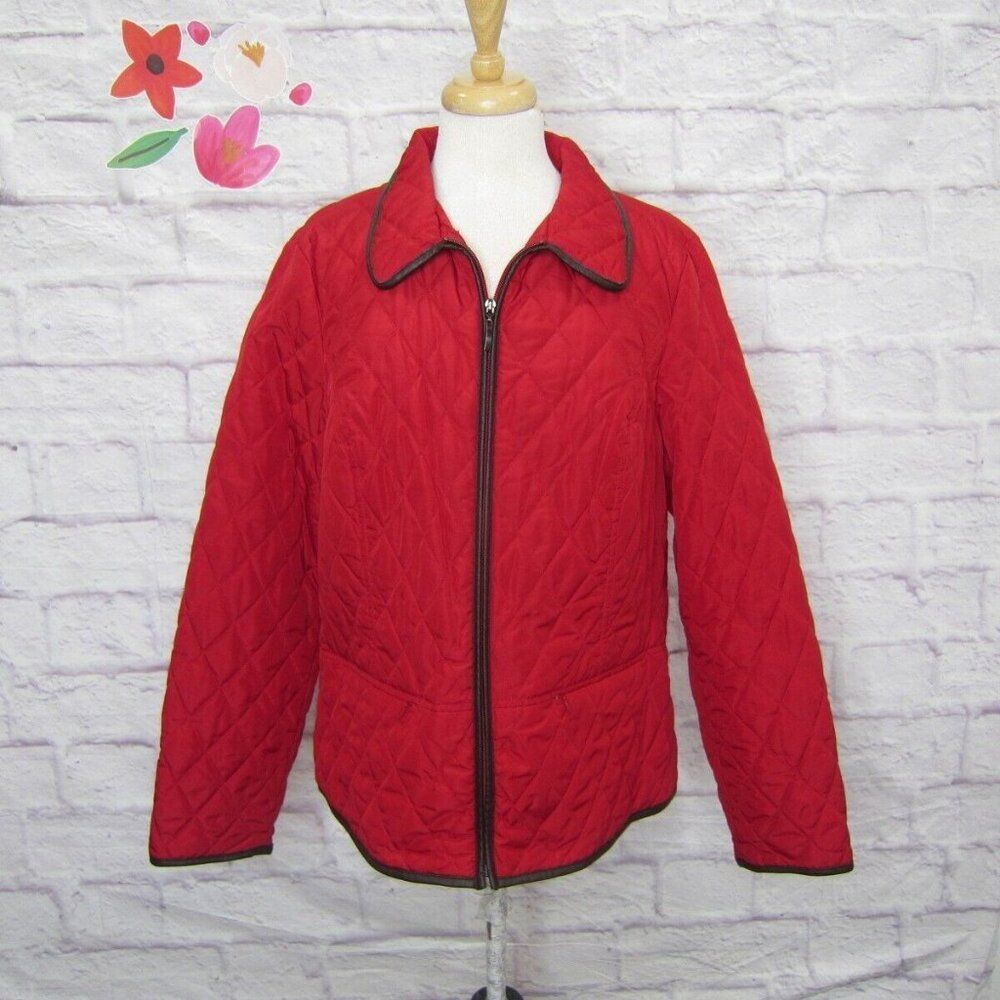Charter Club Red Quilted Jacket Lightweight women's size XL